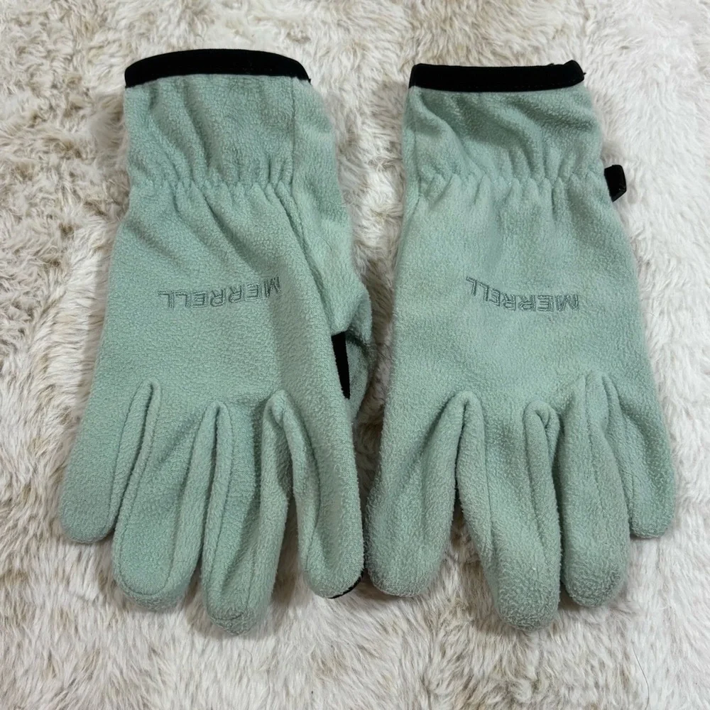 Merrell Fleece Winter Gloves Unisex Small Green Black Touchscreen